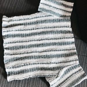 Cropped off the shoulder smocked top.